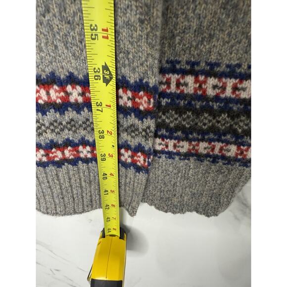 BROOKS BROTHERS Gray FAIR ISLE/NORDIC MERINO WOOL Blend Long Scarf Preppy Winter - Picture 5 of 7